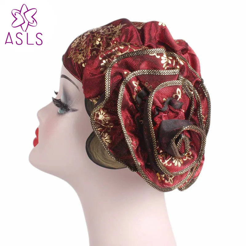 new-elegant-king-flower-turban-chemo-cap-beanie-head-wrap-muslim-scarf
