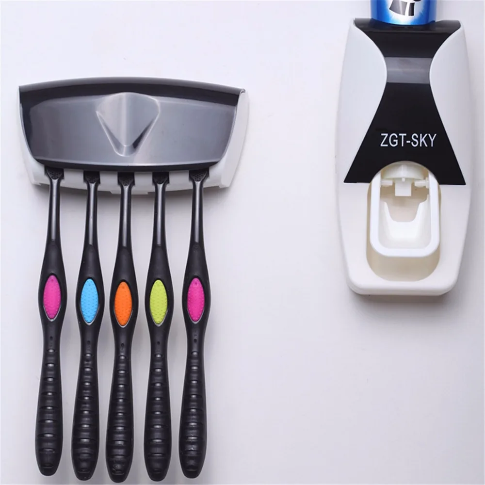 

2Pcs/Set 5 Toothbrush Holder Squeezer Creative Automatic Plastic Lazy Toothpaste Dispenser Bathroom Shelves Bathing Accessories