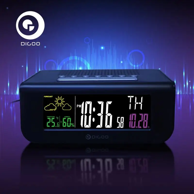 Digoo DG-FR100, умный набор, беспроводной цифровой будильник, часы для погоды, сна с fm-радио