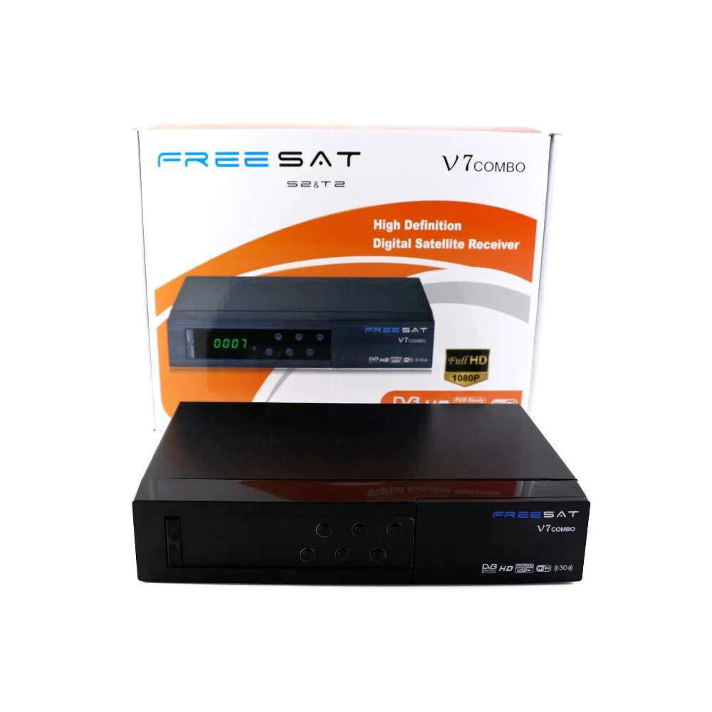 

Original Freesat V7 Combo Satellite Receiver DVB S2 / T2 + 1pc USB WIFI Biss Key Cccam PowerVu 1080p HD Set Top Box
