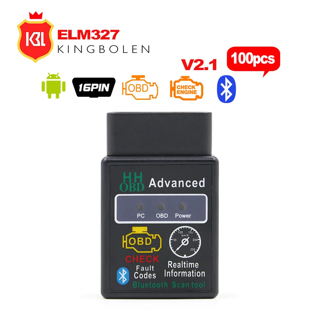 100 шт./лот V2.1 OBD MINI ELM327 Bluetooth ELM 327 OBD2 автомобильный диагностический инструмент