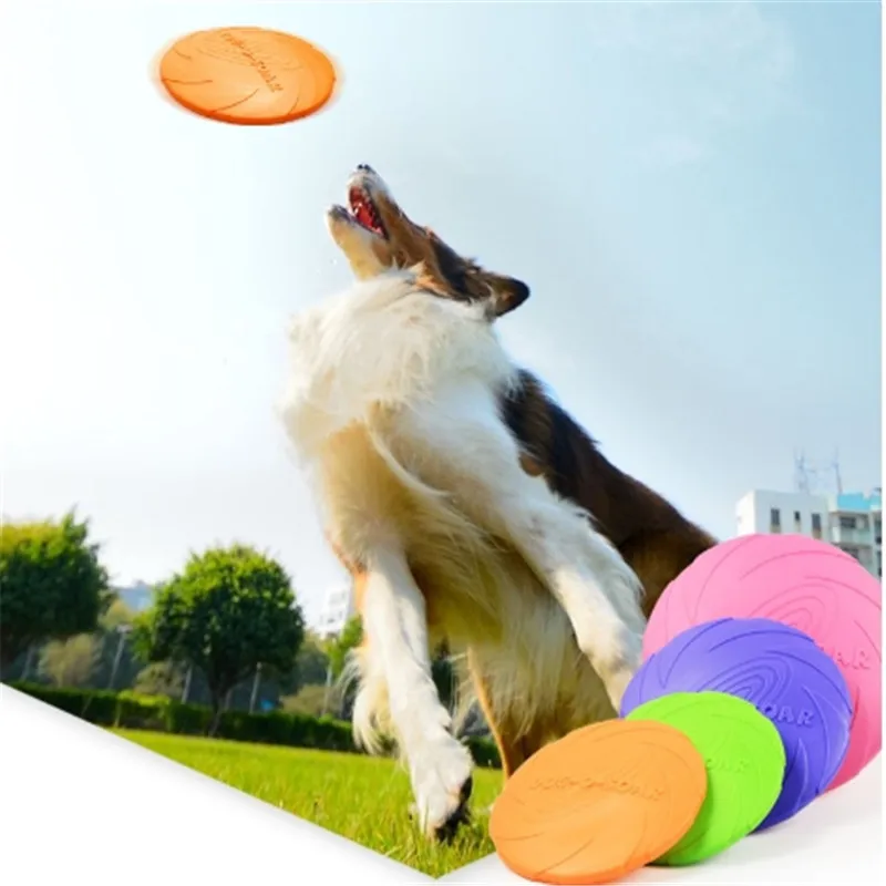

ZHPZPET Pet New Large Dog Flying Disk Trainning Puppy Toy rubber Fetch Flying Disc 18cm