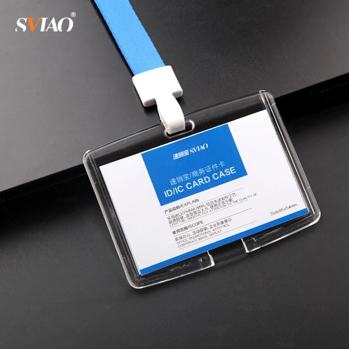 horizontal new acrylic material hard plastic id badge work card holder