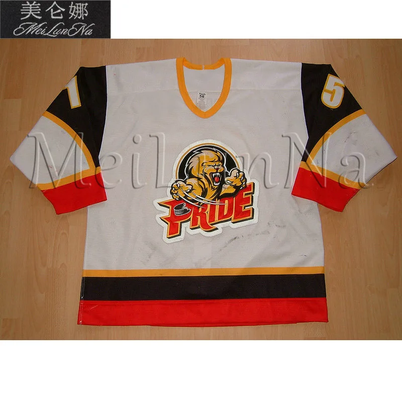 

MeiLunNa Custom ECHL Pee Dee Pride Hockey Jerseys 15 Johnson 9 Brian Collins Home Road White Black Sewn On Any Name NO. Size