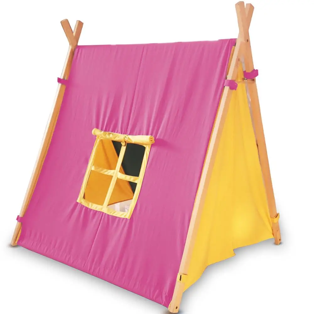 Детская деревянная детская игровая палатка teepee для помещений на открытом воздухе Svava Montesorri деревянная детская игровая игровой дом под тентом - Цвет: Pink - Yellow