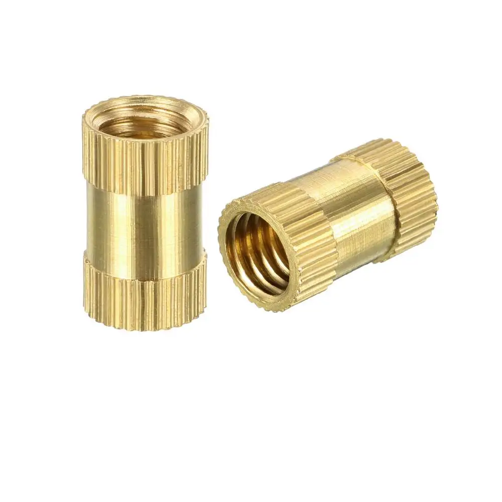 L 15 Pcs 1/4"-28x7.5mm OD x10mm Metric Threaded Brass Knurl Round Insert Nuts