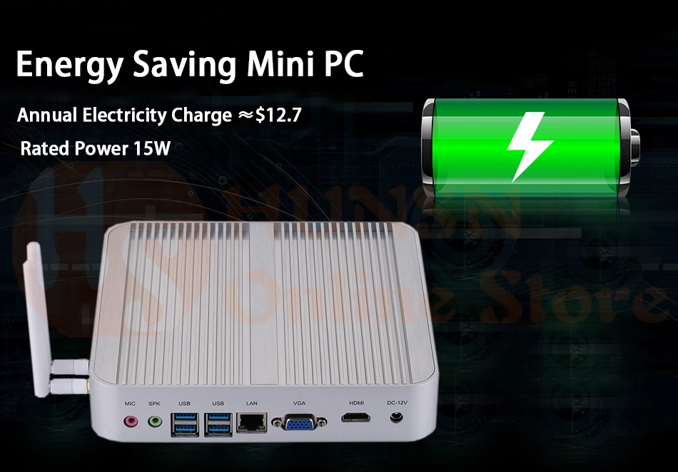 Fanless Mini PC I3 5005U I5 4200U I3 6006U I5 7200U HUNSN BM01 (4)