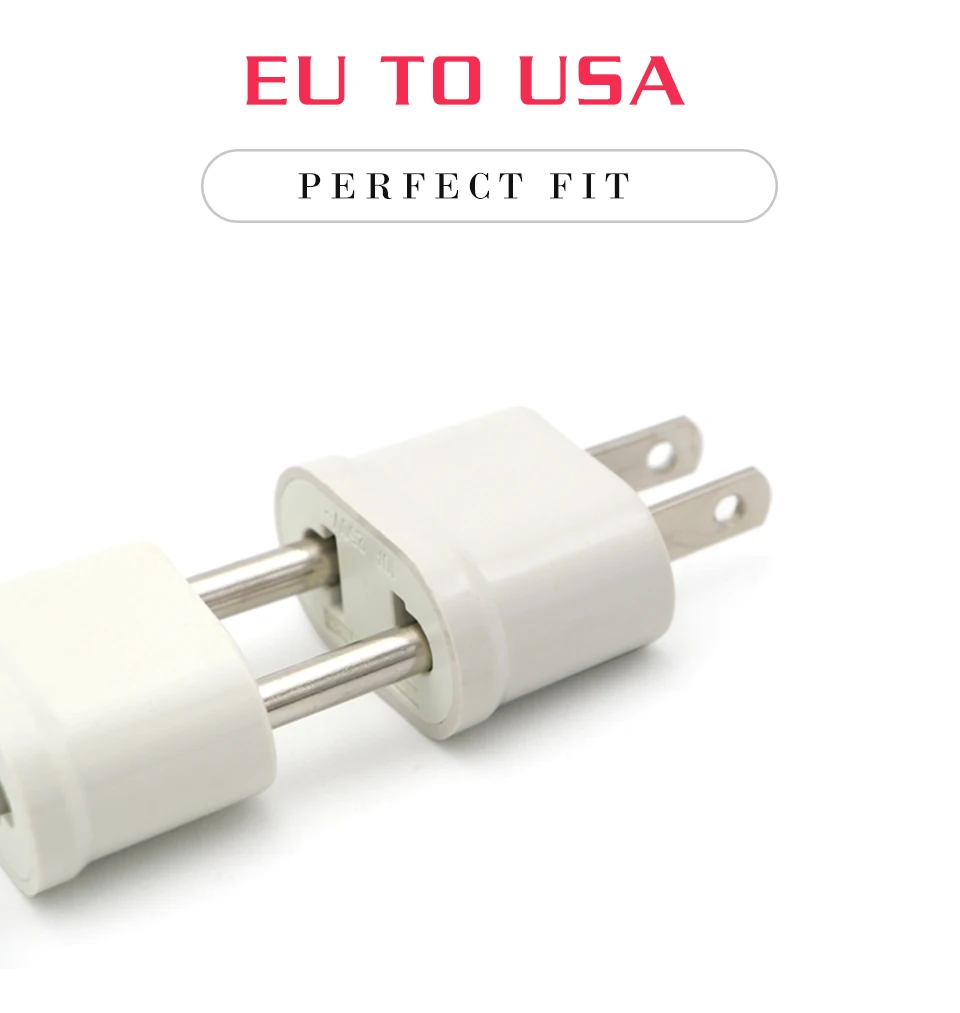 Universal EU To US Plug Euro Europe To USA Travel Wall AC Electrical Power Charger Outlet Adapter Converter 2 Socket Input Pin (8)