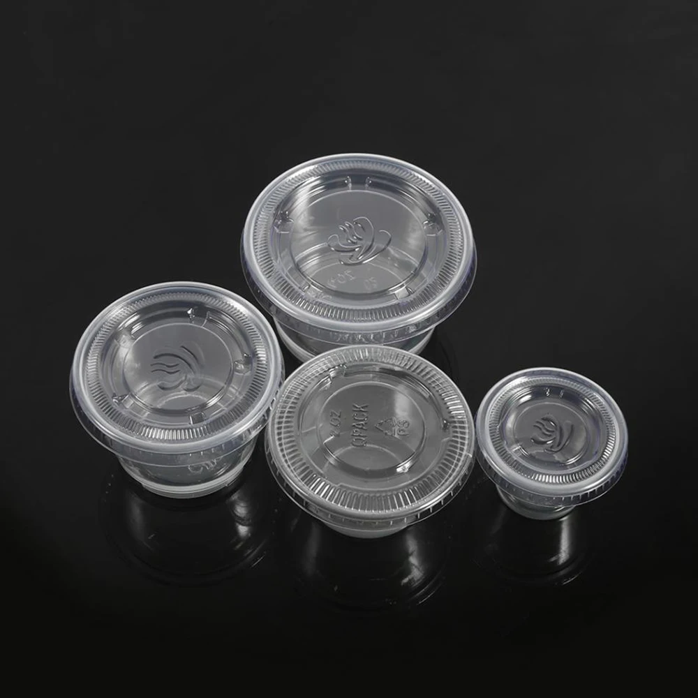 50Pcs/set Disposable Plastic Clear Sauce Sauce Chutney Cups Boxes With