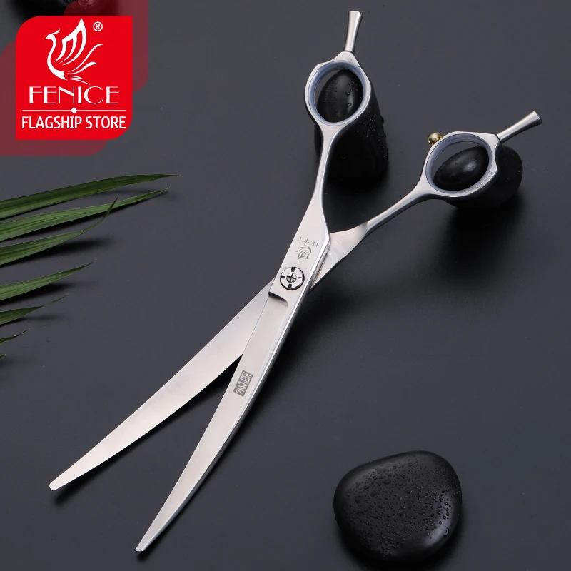 Fenice 7.5 inch Professional Curved Dogs Grooming Scissors Pets Hair Cuttings Shears Japan 440c Stainless Steel dog grooming scissors