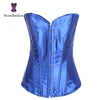 Satin Fabric Body Shapewear Overbust Corselet Slimming Waist Shaper Lacing Ribbon Women Corset & Bustier With G String 818# ► Photo 3/6