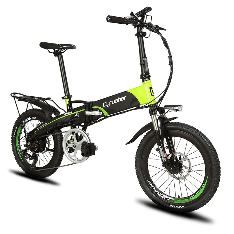 Cheap Cyrusher Green Folding Electric Bike 250W 48V 7 Speeds Disc Brake XF500 yellow 2