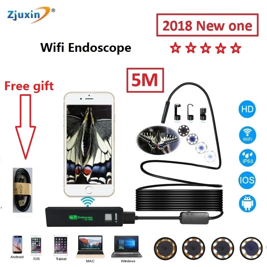 2018 WIFI Endoscope 5M New Camera 8mm HD Lens USB Iphone Android