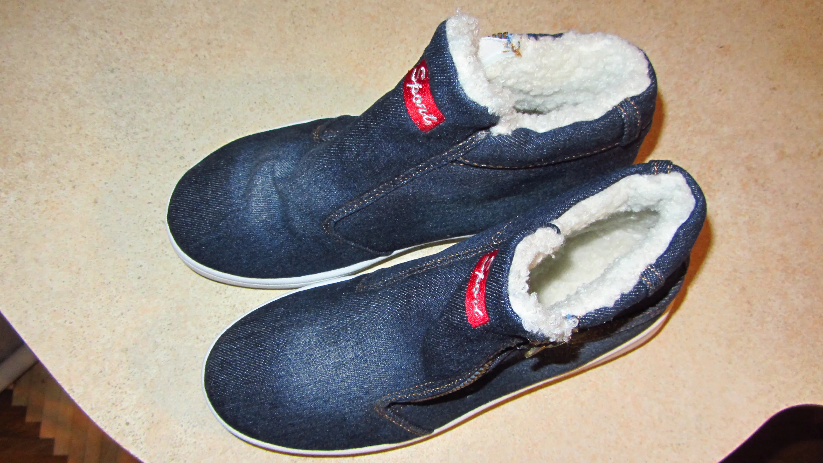 Women Warm Fleeces Classic Round Toe Flat Casual Denim Snow Boots