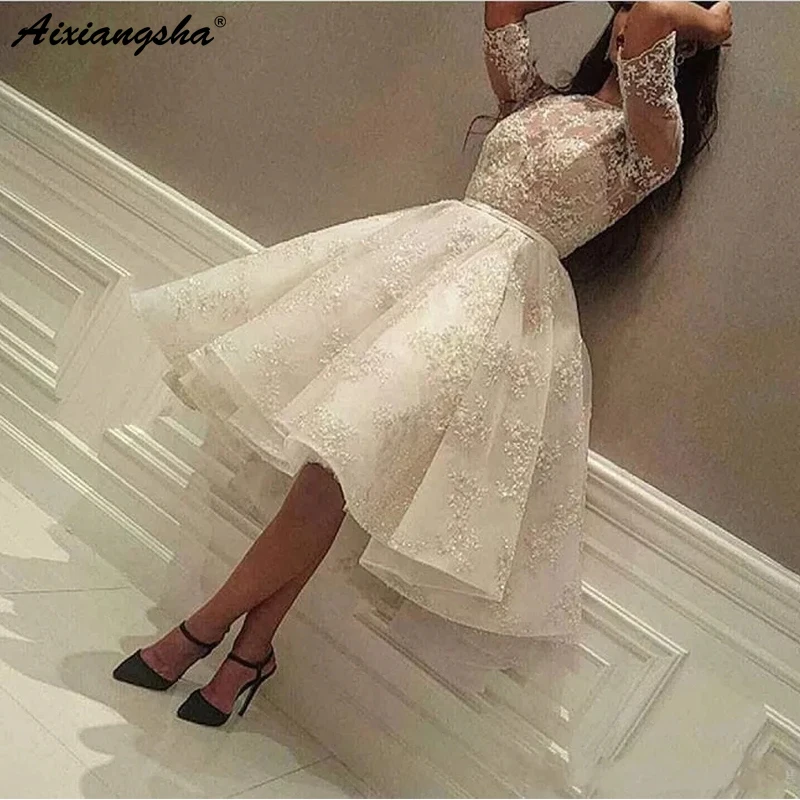 

Puffy Evening Dress 2019 O Neck Appliqued Ball Gown Half Sleeve Islamic Dubai Kaftan Saudi Arabic White Prom Dresses
