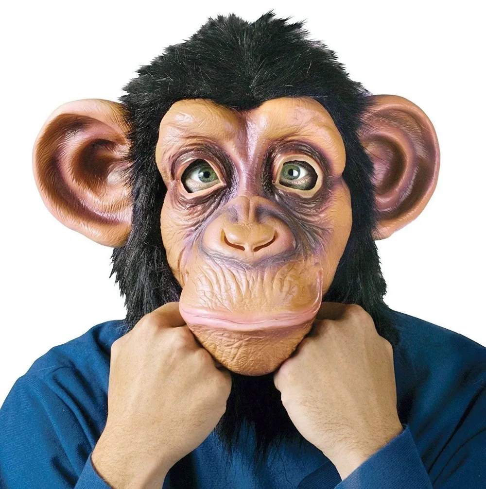 

Halloween Realistic Latex Mask Chimpanzee Animal Mask Handmade Full Head for All Party Props