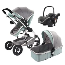 3 In1 Baby Stroller High Landscape Can Sit and Lie Shock Baby Stroller Four Wheel Stroller Easy Folding Cart 3 in1 baby stroller can sit reclining folding shock absorber stroller high landscape lightweight children stroller baby basket