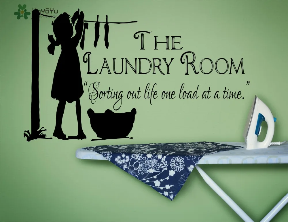 Image Wall Decal Vinyl Sticker For Laundry Room Art Decoration One Girl Dry clothes With Quote Home Creative Design Mural PosterWW 433