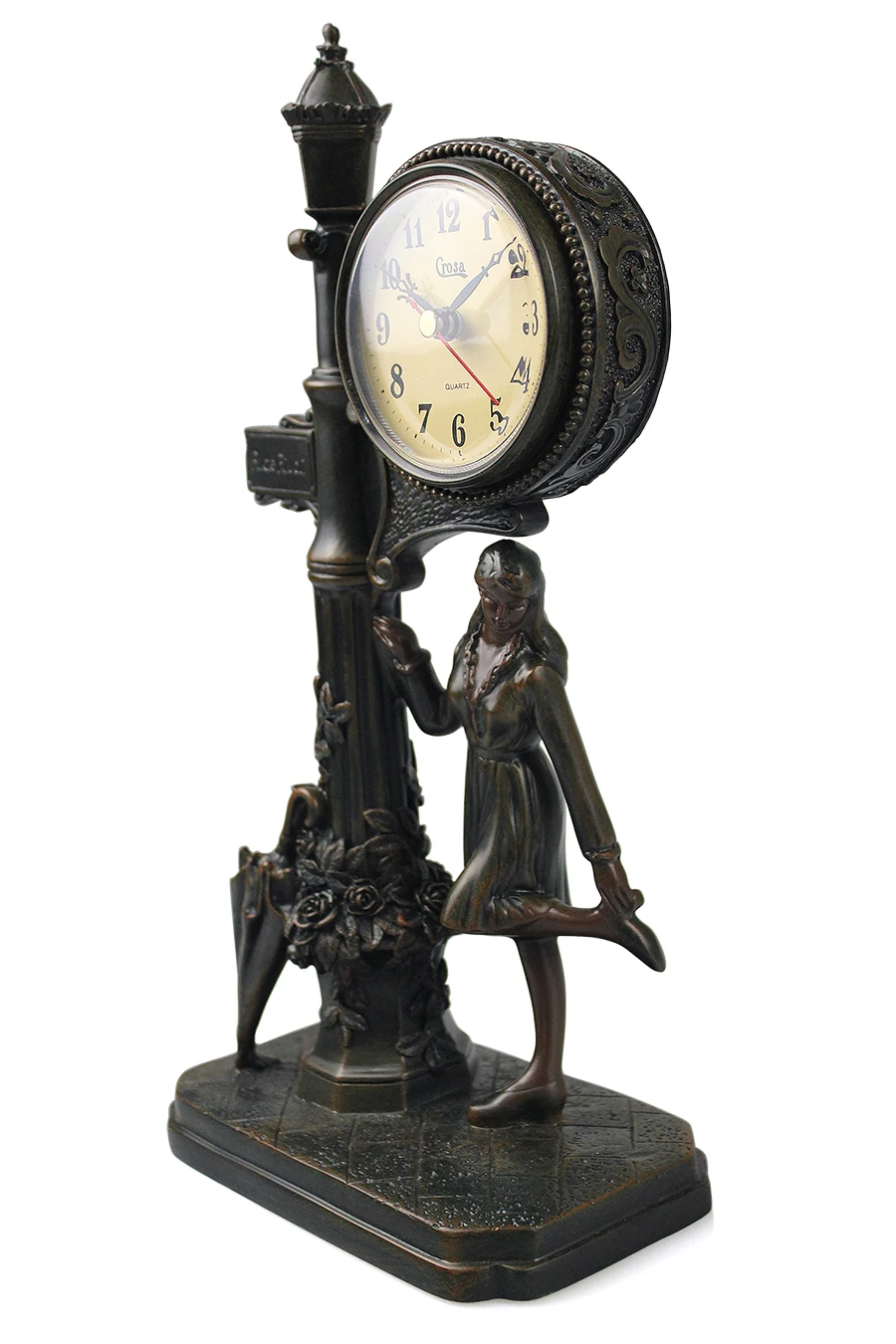 1" Романтический уличный светильник скульптурные каминные часы бронзовая отделка настольные кварцевые антикварные часы художественная статуя домашний декор 34 см высотой