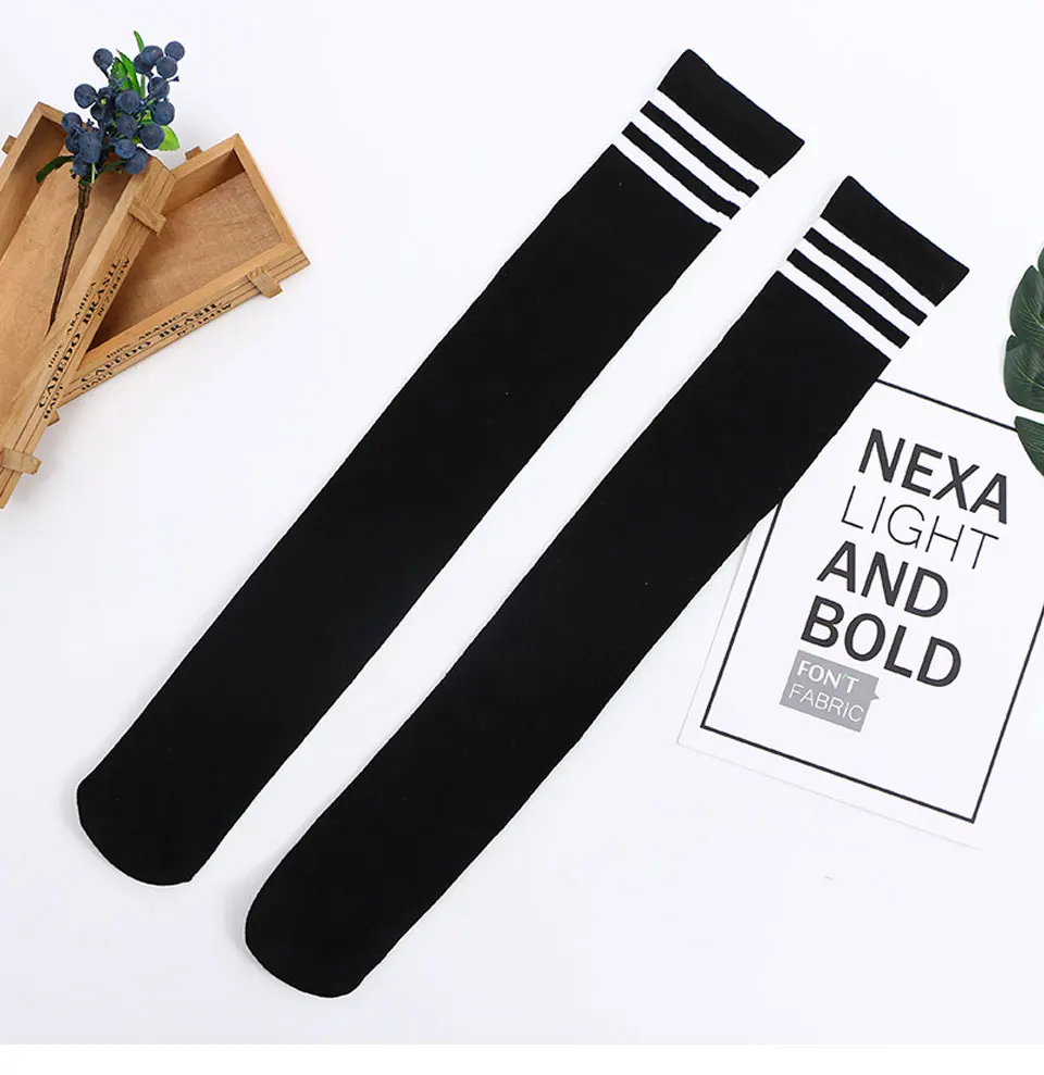 Warm Long Stocking Fashion Striped Knee Socks Girls Student School Sock Cotton Thigh high Over Knee High socks Female Ladies (1)