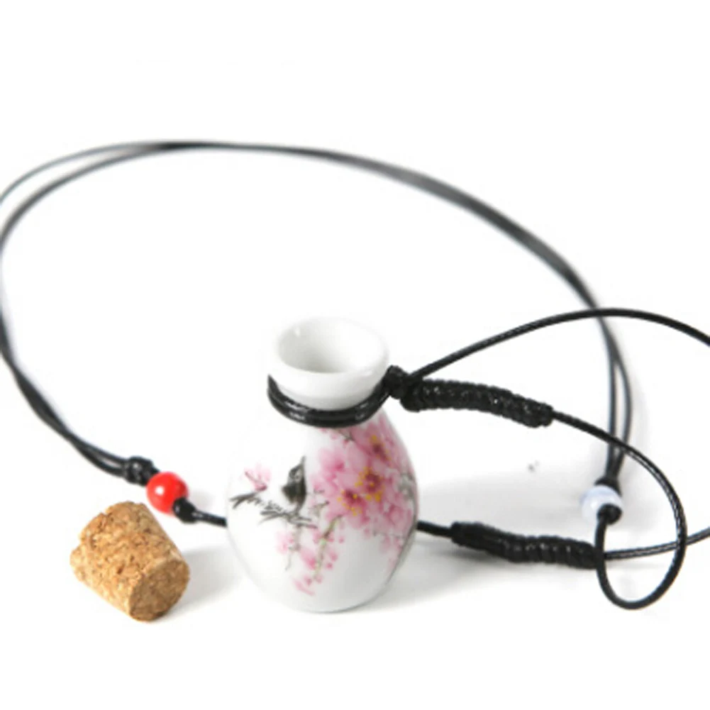 

New Design Lucky Wishing Bottle Necklace For Woman Vintage Pendant Ceramic Jewelry Sweater Chains