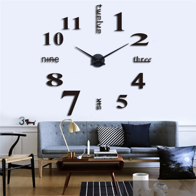 

2018 New Home decoration big mirror wall clock modern design 3D DIY large decorative wall clocks watch Living Room Quartz Needle