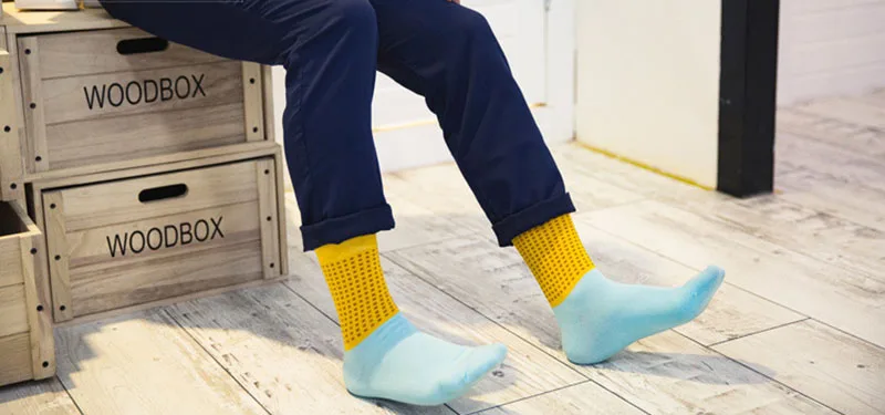 5 пар Для мужчин короткие носки прилив бренд Happy Socks лоскутное красочные точка личность Для мужчин носки осень-зима удобные хлопковые носки