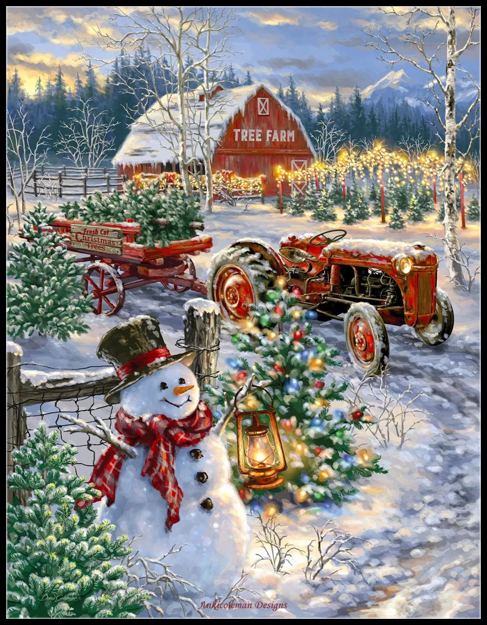 Christmas Snowman 3 - Counted Cross Stitch Kits Handmade Needlework for Embroidery 14 ct Sets DMC | Дом и сад