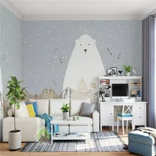 Nordic простой медведь детская комната задний план стены на заказ высокого класса росписи с фабрики обои Фотообои