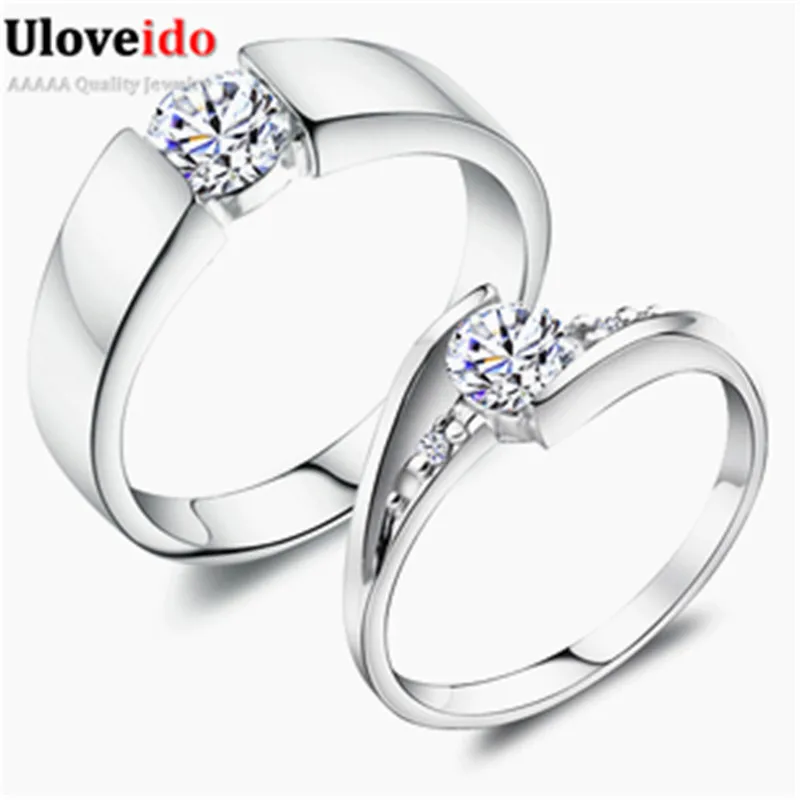Uloveido парные кольца обручальные бижутерия пара с камнями мужские перстни