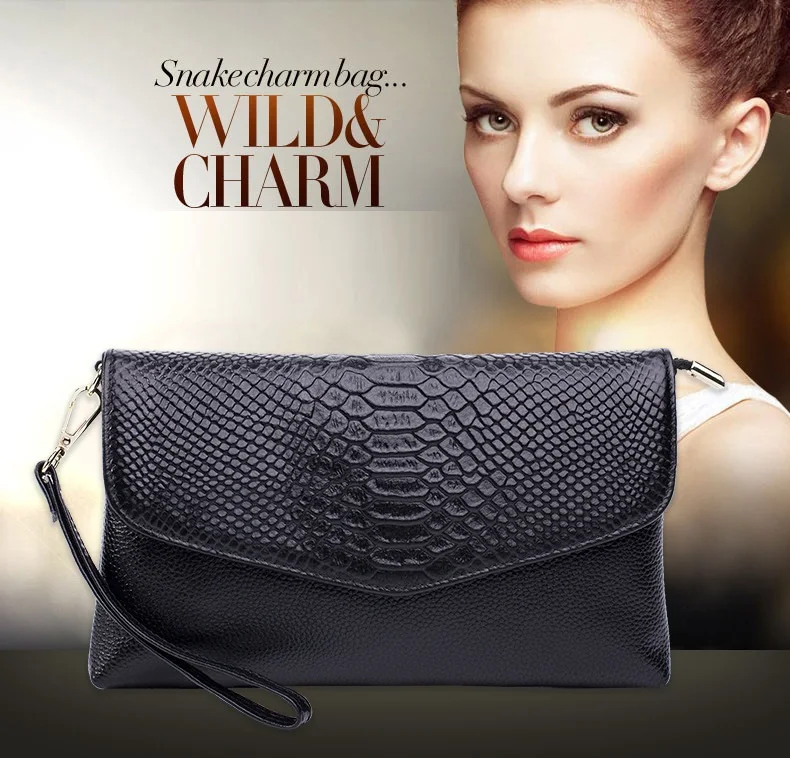MJ Brand Serpentine Genuine Leather Women Messenger Bag Female Small Crossbody Bag Natural Real Leather Day Clutch with Wristlet (1)