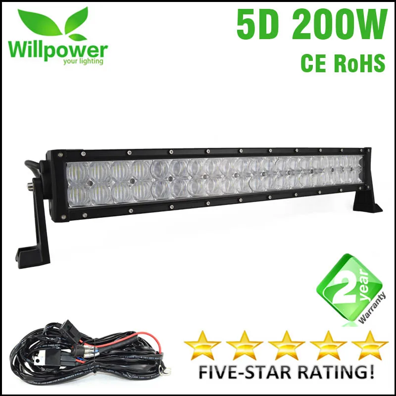 

5D aluminum housing Double rows 21'' inch 200W offroad led light bar for jeep car roof top light bar 4x4