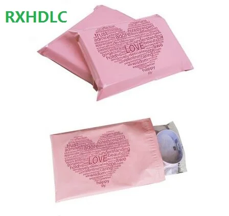 pink bags mailing bag shipping poly 42cm mailer envelope 100pcs packaging plastic heart gift