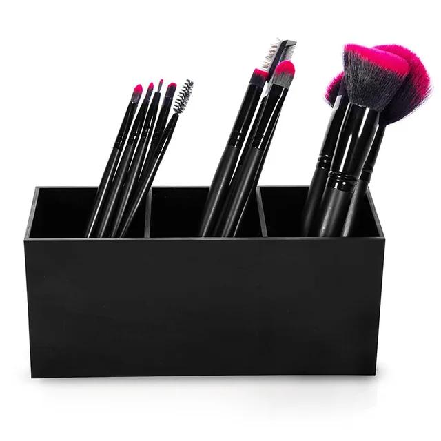 Organizador de cepillos de maquillaje acrílico, estuche de soporte de lápiz labial para rímel, joyero, caja de almacenamiento de soporte cosmético, estuche organizador de 3 capas Organizador de cepillos de maquillaje acrílico, estuche de soporte de lápiz labial para rímel, joyero, caja de almacenamiento de soporte cosmético, estuche organizador de 3 capas