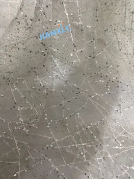 

5 yards CiCi-118102 french lace fabric with glitter top quality beaded Nigerian tulle lace fabric for party dress