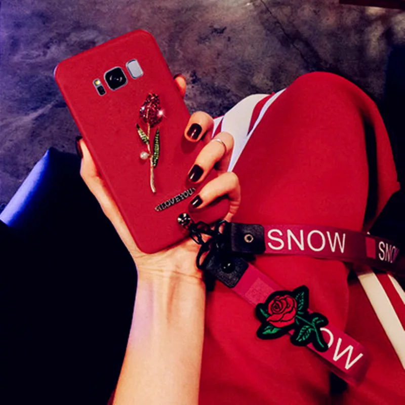 

J7 Neo 3D Rose Luxury Lanyard Bling Phone case For Samsung Galaxy A3 A5 A7 A8 j3 j5 j7 2016 2017 2018 Prime Note 9 8 S8 S9 Plus