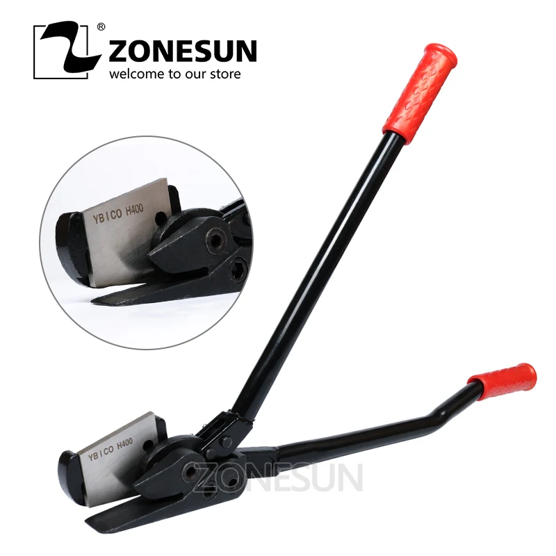 ZONESUN Long Hand Steel Strap Cutter Manual Strap Tool H400 Handle