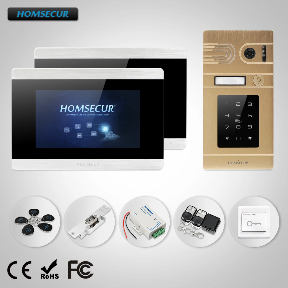 

HOMSECUR 7" Wired Video Door Phone Intercom System RFID Access with Memory Monitor for Home Security BC071-G + BM715-S