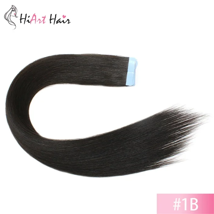 HiArt 2,5 г лента для наращивания волос настоящие человеческие волосы для наращивания супер двойная нарисованная лента натуральные волосы прямые волосы remy для наращивания - Цвет: # 1B