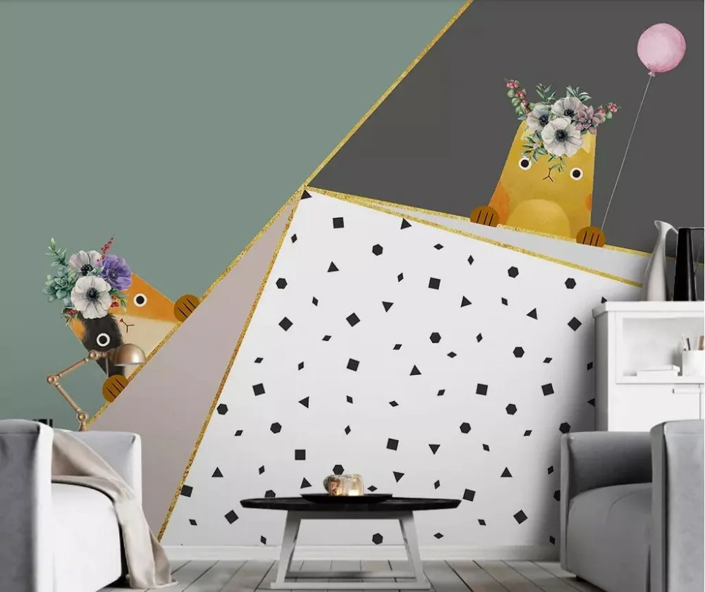 Геометрический животных детская комната professional производства росписи оптовая продажа с фабрики обои на заказ плакат фото