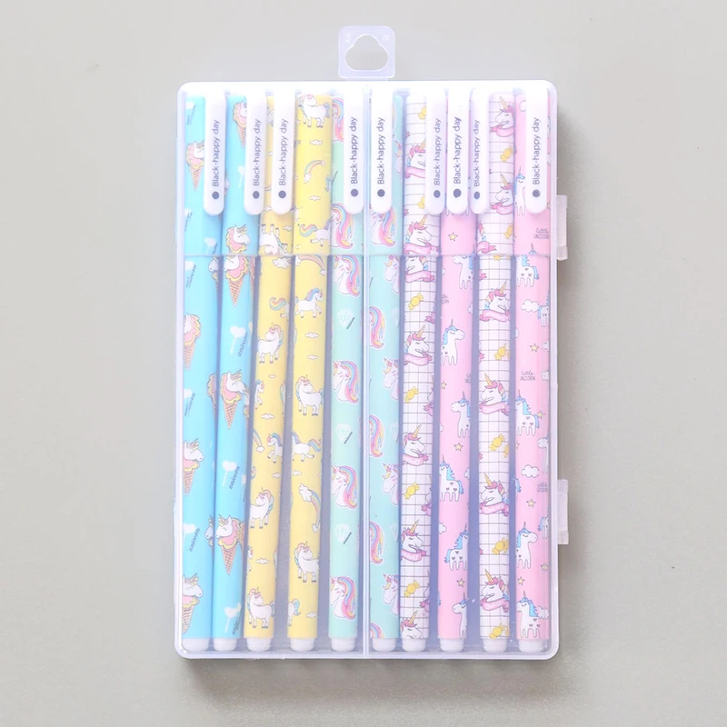 

10 pcs/box Flamingo Unicorn gel pen for writing Cartoon animal ink pens Stationery gift office school supply escolar