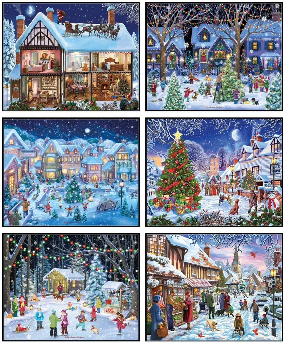 

Embroidery Counted Cross Stitch Kits Needlework - Crafts 14 ct Medium Size DIY Arts Handmade Decor - Village Christmas