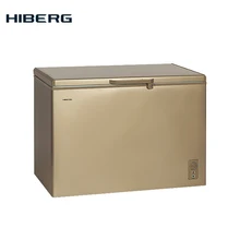 Морозильный ларь HIBERG PF 42L2GG, золотистого цвета, СТЕКЛЯННЫЕ СДВИЖНЫЕ ДВЕРЦЫ, обьем 420 л, ножки колесики, лампа подсветки, 2 корзины, ручное размораживание