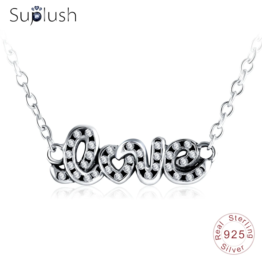 Suplush 925 шармы для браслетов ожерелья влюбленных CZ Inlayed Серебряная романтическая