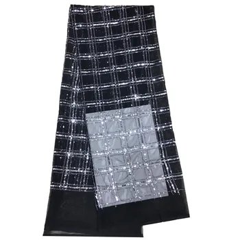 

Upscale French Net Black Sequins Lace Fabrics,High Quality African Tulle Lace Fabrics Sequins Wedding Nigeria lace HJ1111-1
