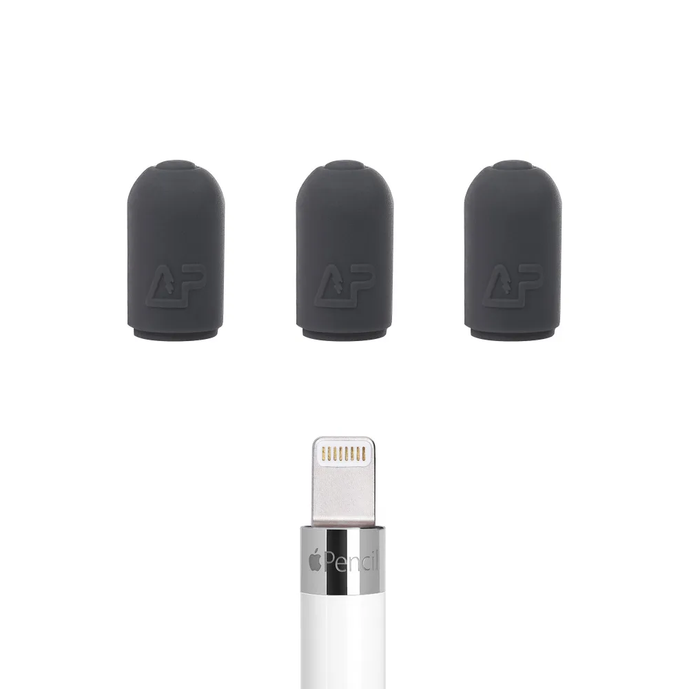  Premium Quality waterproof and dustproof Silicone Made Pencil Cap Replacement Holder for Apple Pencil (Dark Gray x 3) 