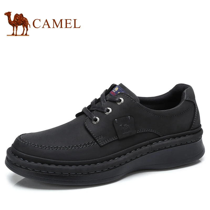 Kopen KAMEEL Herfst Echt Lederen Herenschoenen Lace up Man Outdoor Casual Dikke Bodem Scrub Koeienhuid antislip mannelijke Schoenen