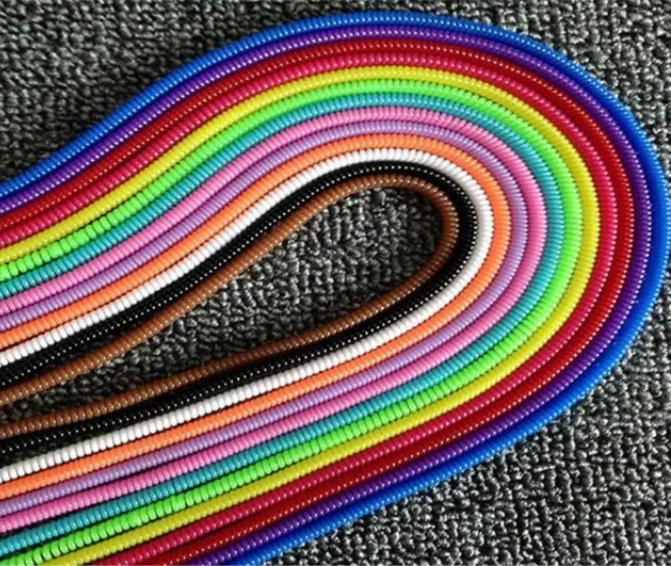 Hoqueen 100 шт./лот 60 см однотонный тпу спиральный USB кабель для зарядного устройства