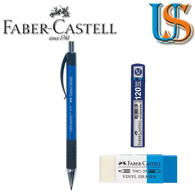 Faber Grip Matic 1319 0,7 механический карандаш+ F. C. 127621 0,7X60 мм(120 шт в коробке)+ F. C. 188220 карандаш ластик для чернил - Цвет: SET1