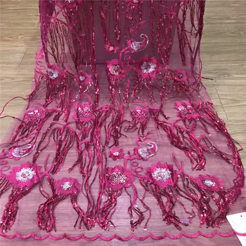

African Lace Fabric 2018 High Quality African Tulle Lace Fabric With Sequins French Net Lace For Women Dress A1099-2